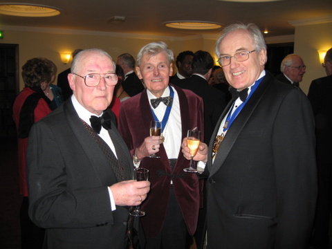 John Patrick Melling in centre with Patrick Maloy and Past Master Bob Craig