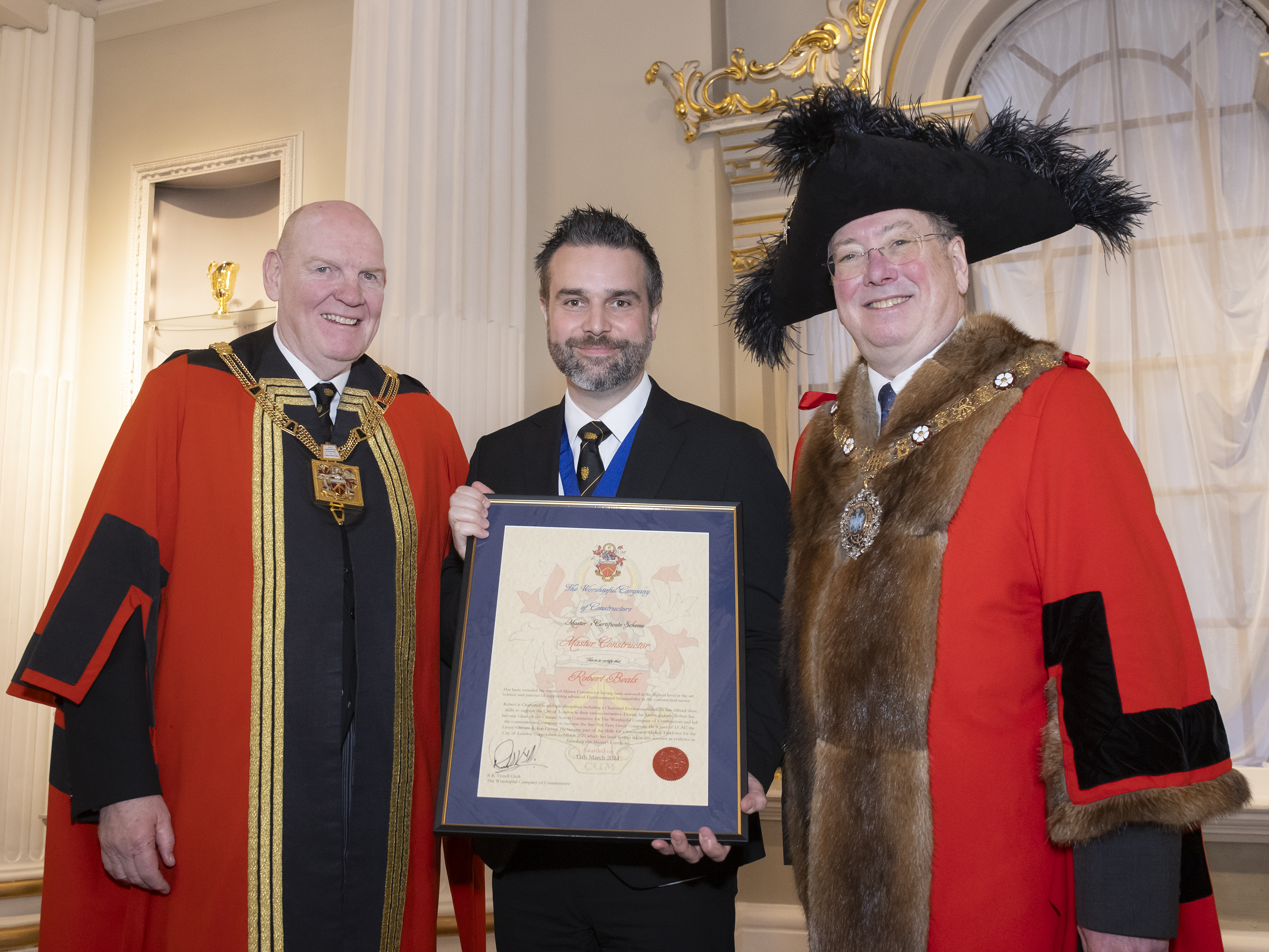 Rob Beales Is Awarded Prestigious Master Certificate By The Rt Hon. The Lord Mayor Of London.