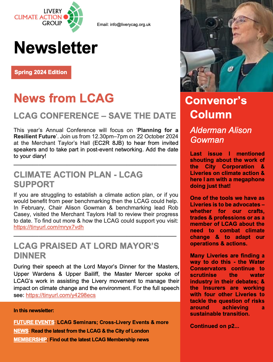 Livery Climate Action Group Newsletter: Spring 2024 Edition
